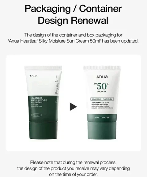 Anua Heartleaf Silky Moisture Sun Cream SPF50+ PA++++ product photo