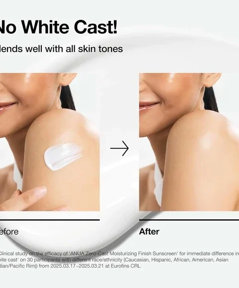 Anua Zero-Cast Moisturizing Finish Sunscreen SPF50+ 50ml product photo