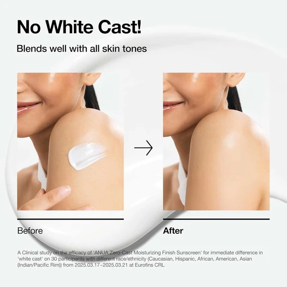 Anua Zero-Cast Moisturizing Finish Sunscreen SPF50+ 50ml product photo