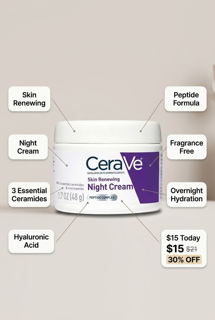 CeraVe Skin Renewing Night Cream 48g product photo